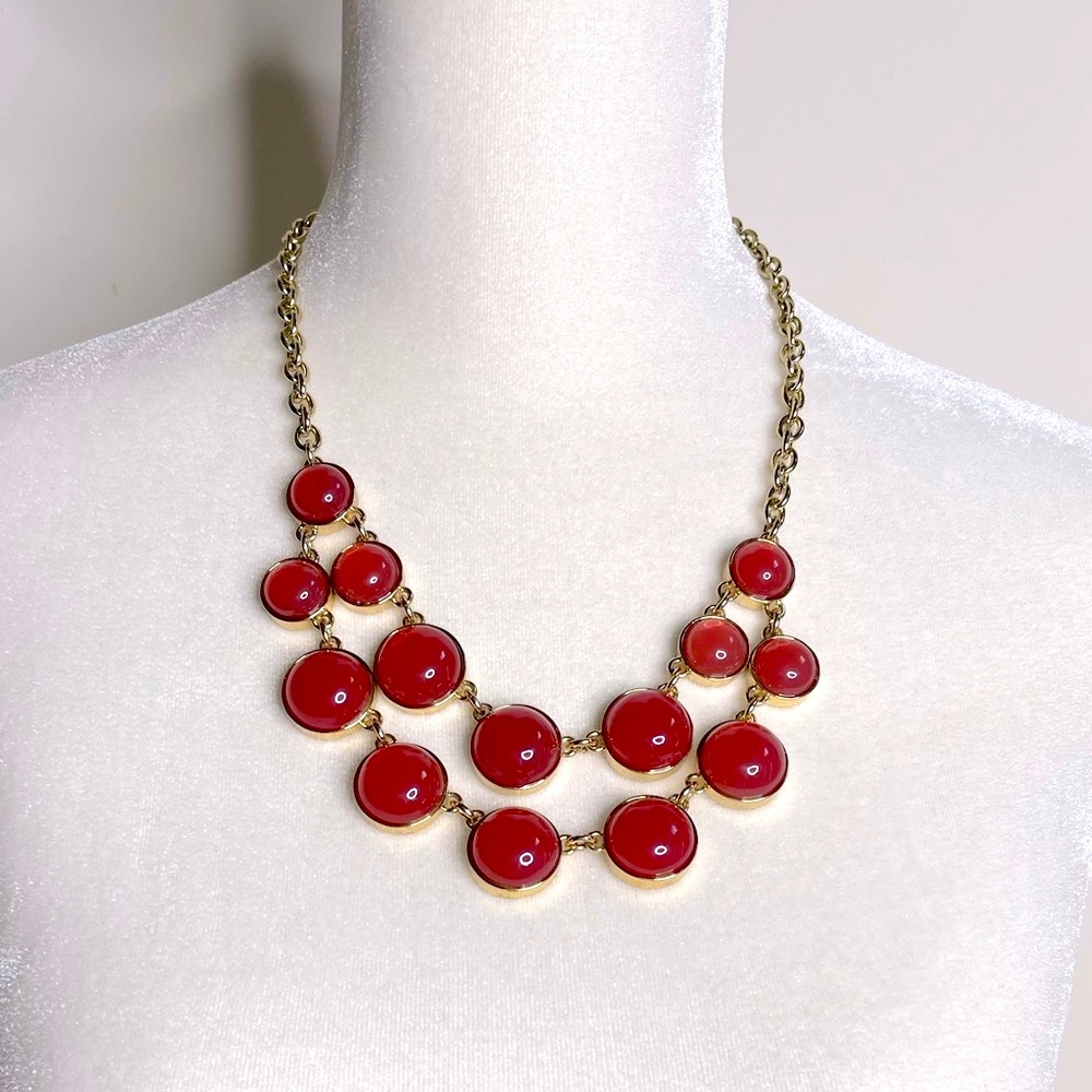 Ann Taylor cluster red/coral cluster necklace.